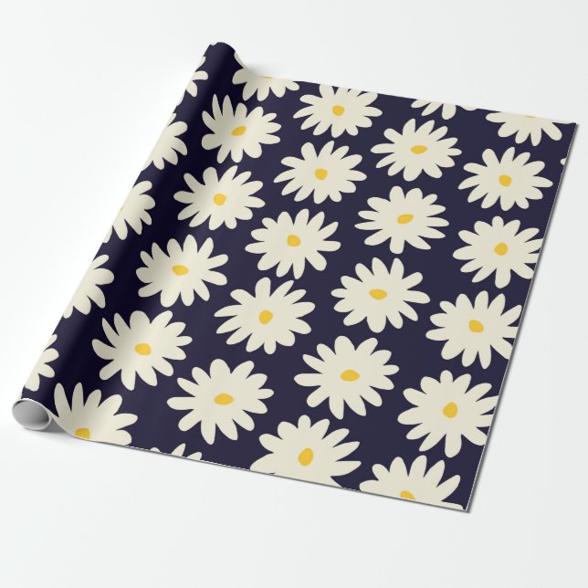 Seamless pattern with hand drawn flowers in cream  wrapping paper (Unrolled)