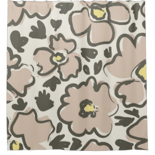 seamless pattern with hand drawn flowers shower curtain