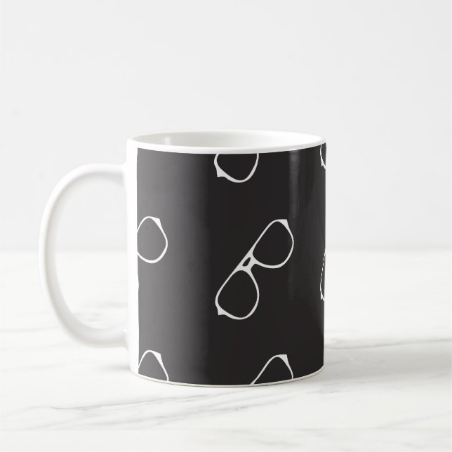Seamless pattern with hand drawn glasses,  fashion coffee mug (Left)