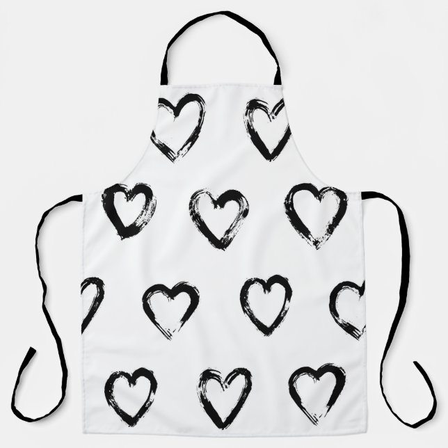 Seamless pattern with hand drawn heart apron (Front)