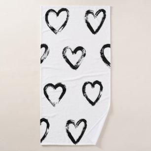 Seamless pattern with hand drawn heart bath towel