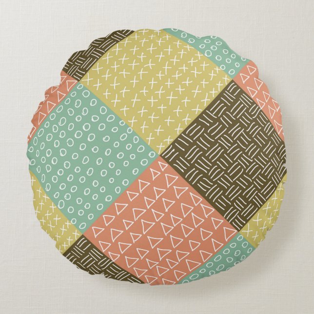  seamless pattern with hand drawn hipster backgrou round cushion (Front)