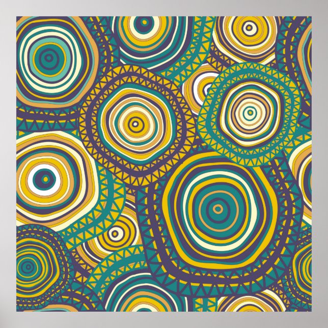 Seamless pattern with hand drawn ornamental circle poster (Front)