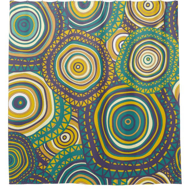Seamless pattern with hand drawn ornamental circle shower curtain (Front)