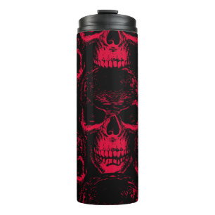 Seamless pattern with hand-drawn sinister human sk thermal tumbler