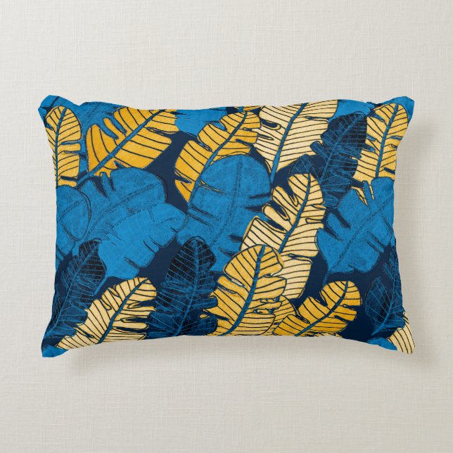 Seamless pattern with hand drawn tropical leaves.  decorative cushion (Front)