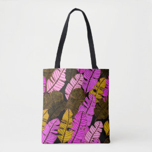 Seamless pattern with hand drawn tropical leaves.  tote bag