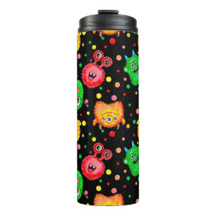 Seamless pattern with hand painted watercolor cute thermal tumbler
