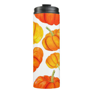 Seamless pattern with handdrawn watercolor orange  thermal tumbler