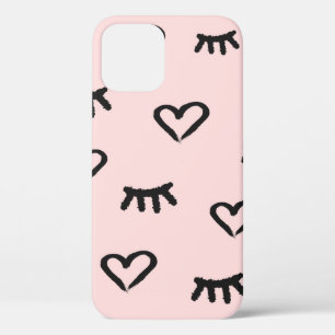 Seamless pattern with hearts and closed eyes iPhone 12 case