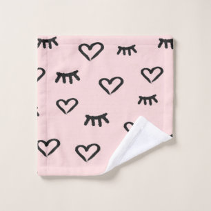 Seamless pattern with hearts and closed eyes wash cloth