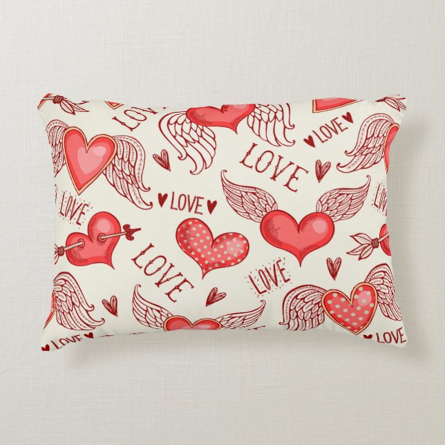 Seamless pattern with hearts. Happy Valentine's Da Decorative Cushion (Front)