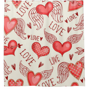 Seamless pattern with hearts. Happy Valentine's Da Shower Curtain