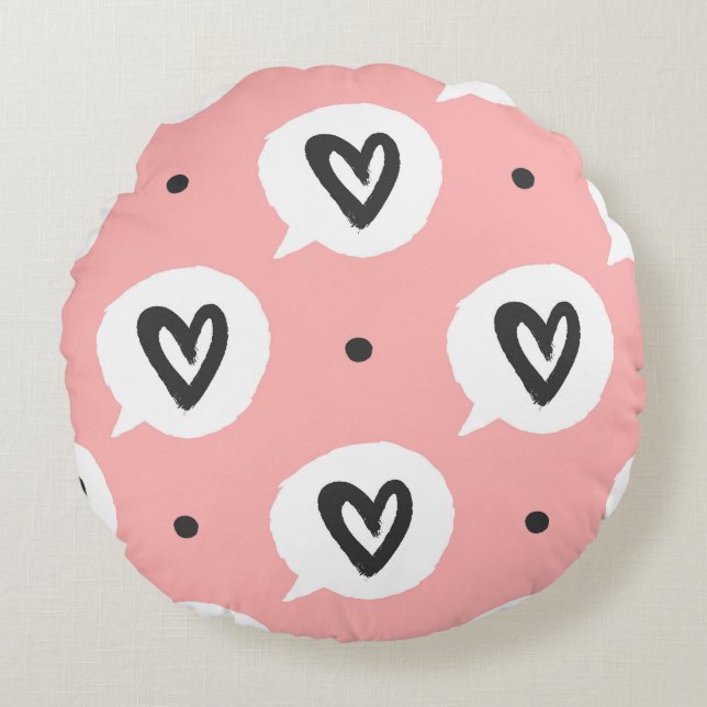 Seamless pattern with hearts. round cushion (Front)