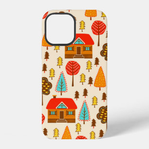 Seamless pattern with houses in the forest. Vintag iPhone 12 Case