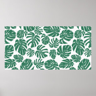Seamless pattern with leaves of Monstera. Decorati Poster