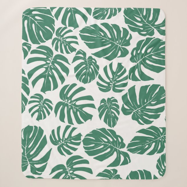 Seamless pattern with leaves of Monstera. Decorati Sherpa Blanket (Front)