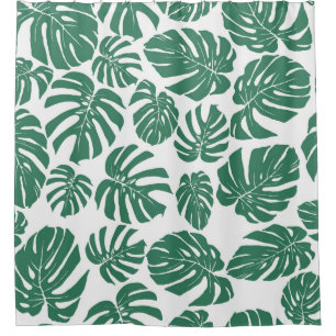 Seamless pattern with leaves of Monstera. Decorati Shower Curtain