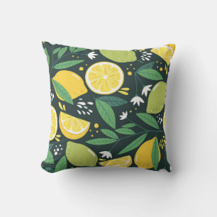 Seamless pattern with lemons. Abstract art print.  Cushion