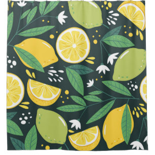 Seamless pattern with lemons. Abstract art print.  Shower Curtain