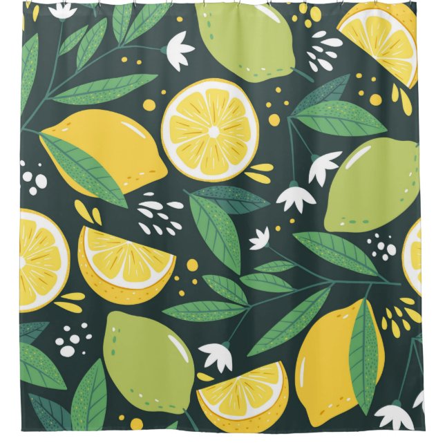 Seamless pattern with lemons. Abstract art print.  Shower Curtain (Front)