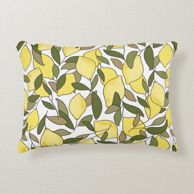 Seamless pattern with lemons and leaves decorative cushion (Front)