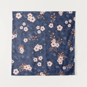 Seamless pattern with leopard skin and pink small tapestry