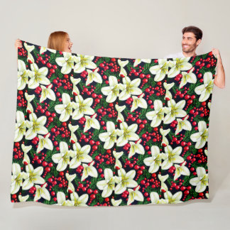 Seamless pattern with Lillie's and Berries Fleece Blanket