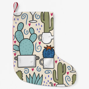 Seamless pattern with llama, cactus hand drawn des small christmas stocking