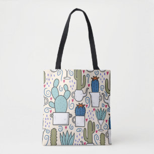 Seamless pattern with llama, cactus hand drawn des tote bag