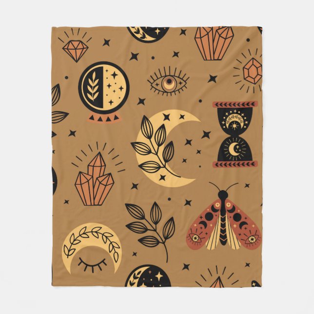 seamless pattern with magical elements fleece blanket (Front)