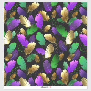 Seamless Pattern with Mardi Gras feathers