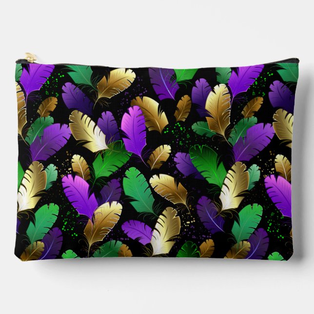 Seamless Pattern with Mardi Gras feathers Accessory Pouch (Front)