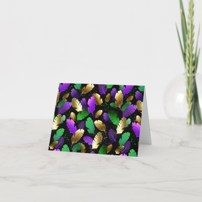 Seamless Pattern with Mardi Gras feathers Announcement (Front)