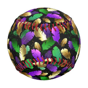 Seamless Pattern with Mardi Gras feathers Baseball