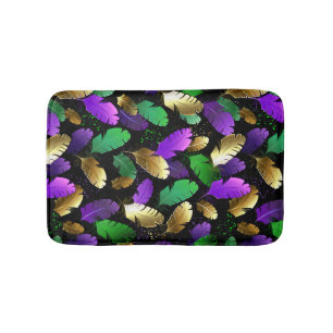 Seamless Pattern with Mardi Gras feathers Bath Mat