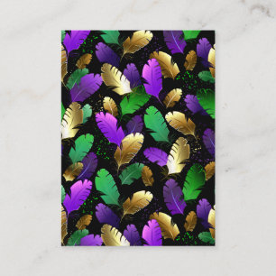 Seamless Pattern with Mardi Gras feathers Calling Card