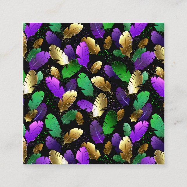 Seamless Pattern with Mardi Gras feathers Calling Card (Front)