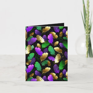 Seamless Pattern with Mardi Gras feathers Card