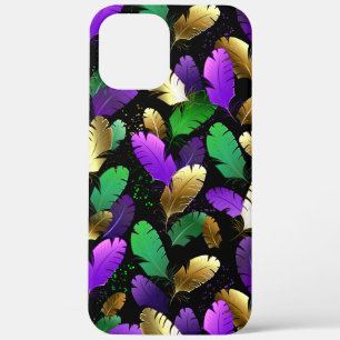 Seamless Pattern with Mardi Gras feathers iPhone 12 Pro Max Case