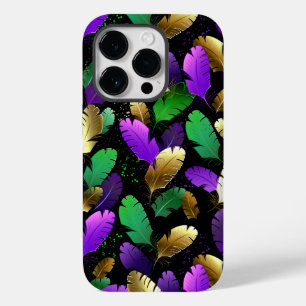 Seamless Pattern with Mardi Gras feathers Case-Mate iPhone 14 Pro Case