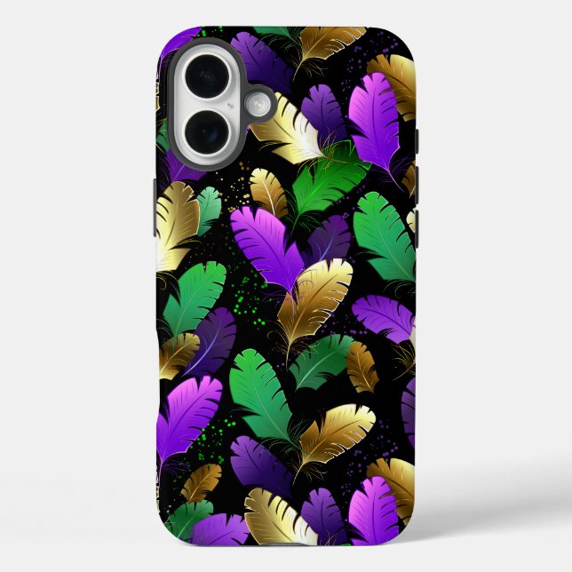 Seamless Pattern with Mardi Gras feathers Case-Mate iPhone Case (Back)