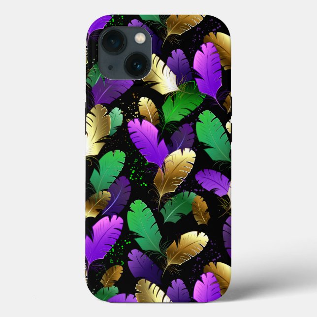 Seamless Pattern with Mardi Gras feathers Case-Mate iPhone Case (Back)