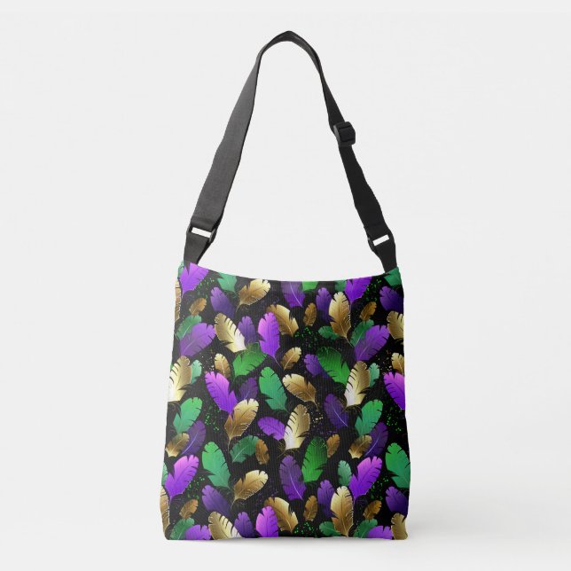 Seamless Pattern with Mardi Gras feathers Crossbody Bag (Front)