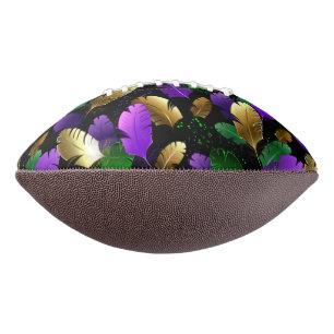 Seamless Pattern with Mardi Gras feathers Football