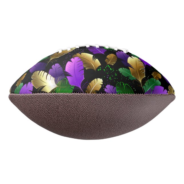 Seamless Pattern with Mardi Gras feathers Football (Rotated 270)