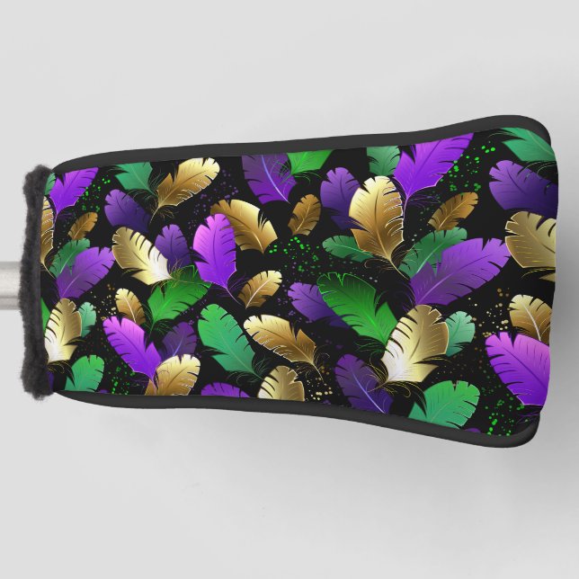 Seamless Pattern with Mardi Gras feathers Golf Head Cover (Front)