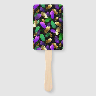 Seamless Pattern with Mardi Gras feathers Hand Fan