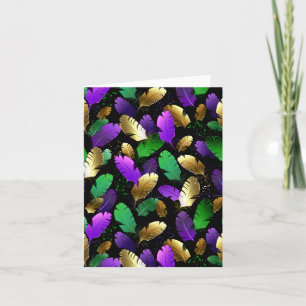 Seamless Pattern with Mardi Gras feathers Holiday Card