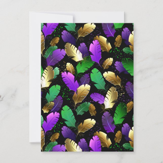 Seamless Pattern with Mardi Gras feathers Invitation (Front)